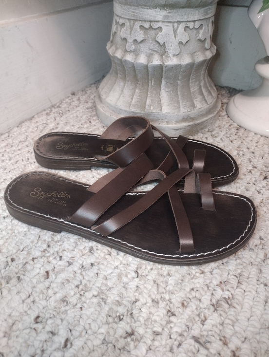 Seychelles Shoes - Seychelles "So Precious" Boho Dark Brown Strappy Leather Slide Sandals